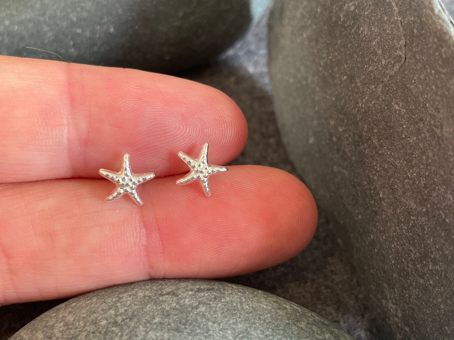Starfish - 925 Sterling Silver Plain Stud Earrings