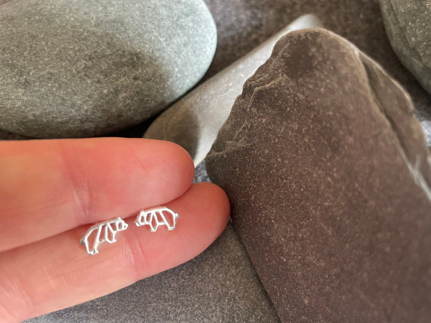 Bear - 925 Sterling Silver Stud Earrings - Boxed