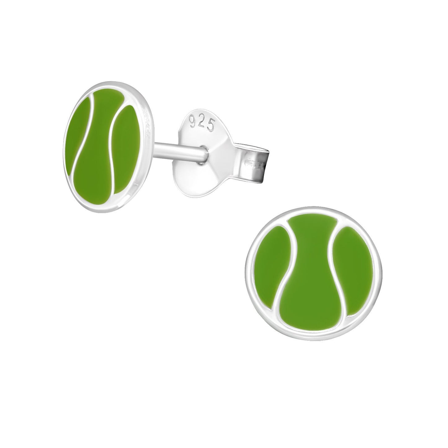 Tennis Ball - 925 Sterling Silver Colourful Stud Earrings