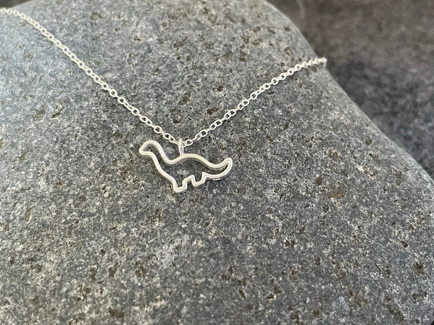 Dinosaur Brontosaurus - 925 Sterling Silver Plain Necklace - Boxed
