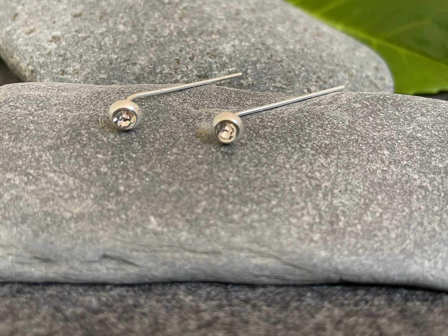 Round - 925 Sterling Silver Crystal Bar Drop Earrings