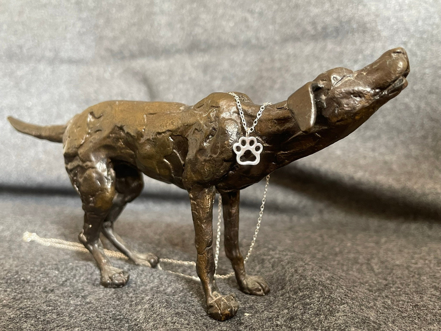 Dog Paw Print - 925 Sterling Silver Plain Pendant Necklace