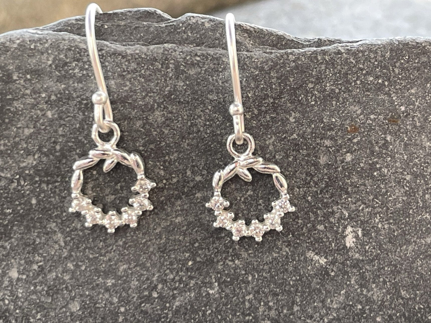 Garland - 925 Sterling Silver Cubic Zirconia - CZ - Drop Earrings