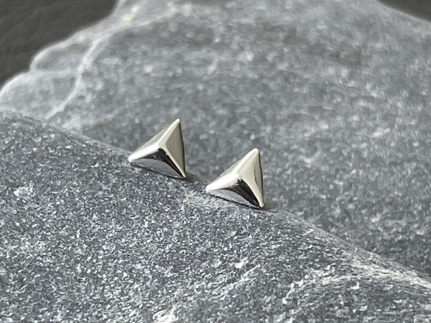 Triangle - 925 Sterling Silver Plain Ear Studs Boxed