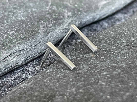Bar - 925 Sterling Silver Plain Ear Studs Boxed