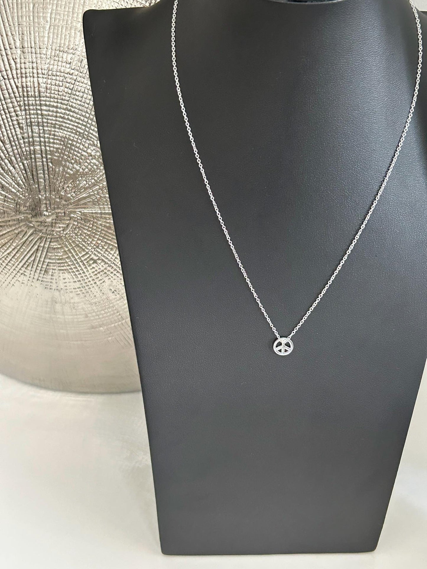 Peace Symbol - 925 Sterling Silver Plain Necklace Boxed