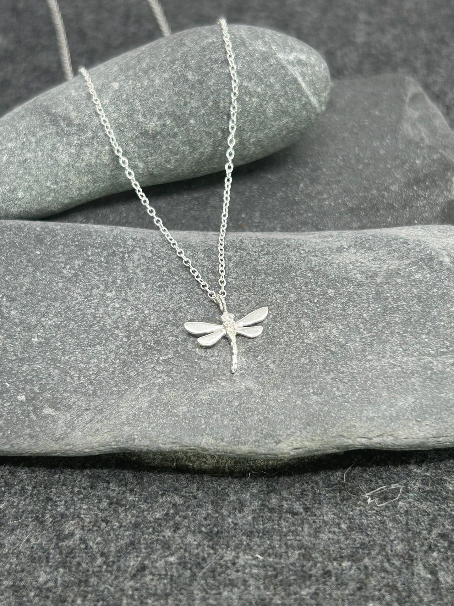 Dragonfly - 925 Sterling Silver Jewelled Necklace Boxed
