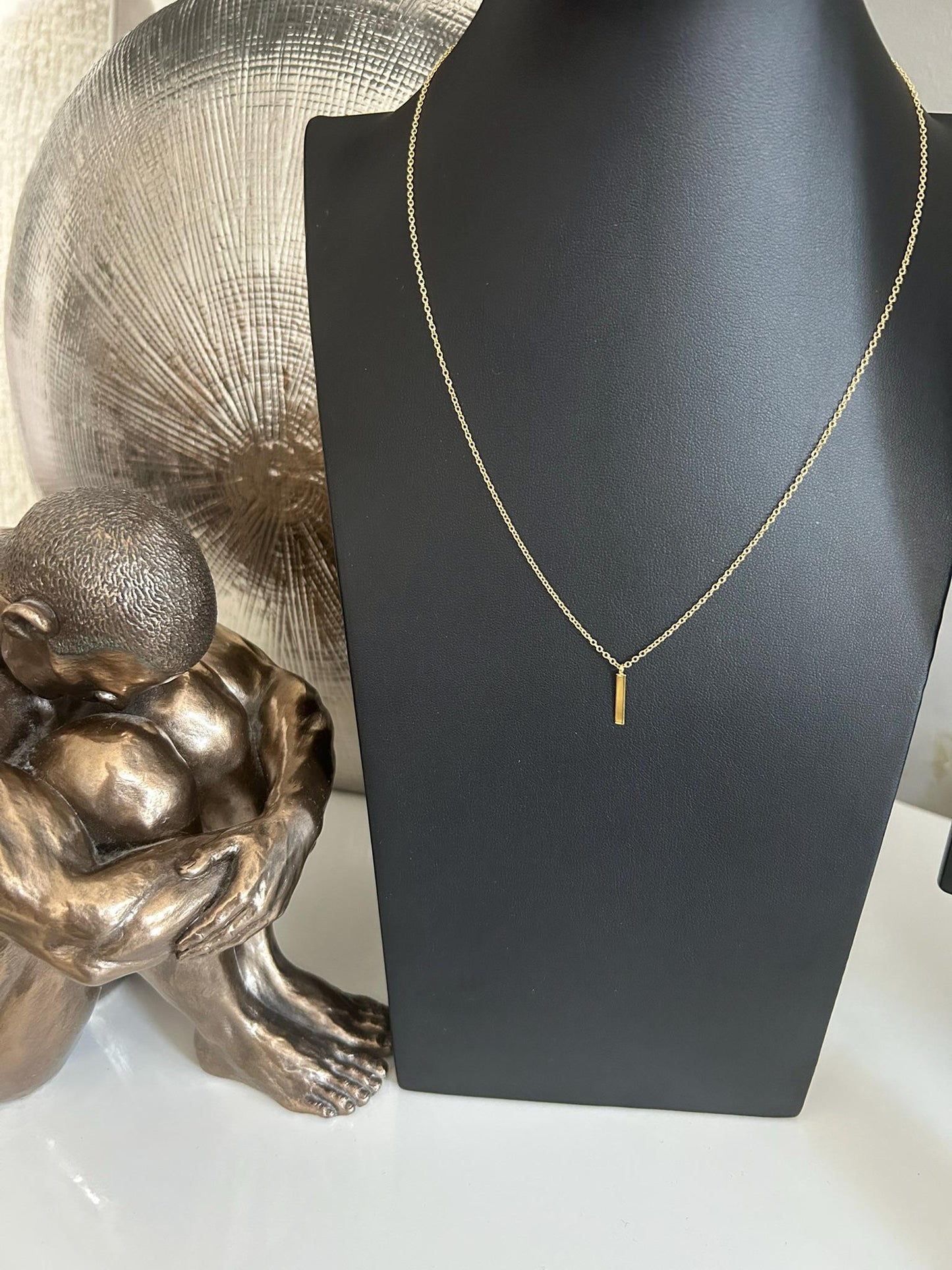 Bar Drop - 14k Gold Plated 925 Sterling Silver Necklace and Pendant. Boxed