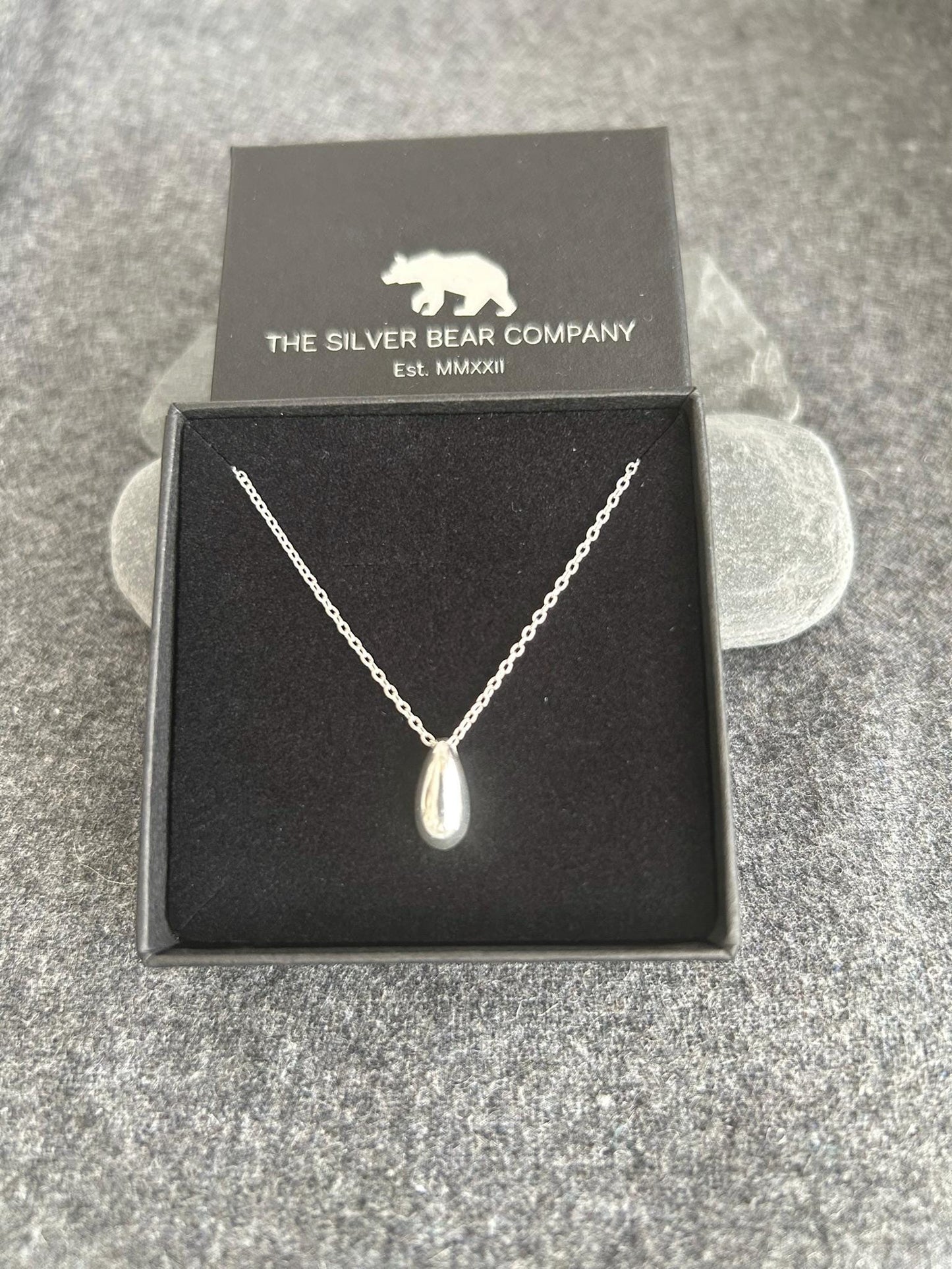 Silver Pear Drop - 925 Sterling Silver Plain Necklaces Boxed