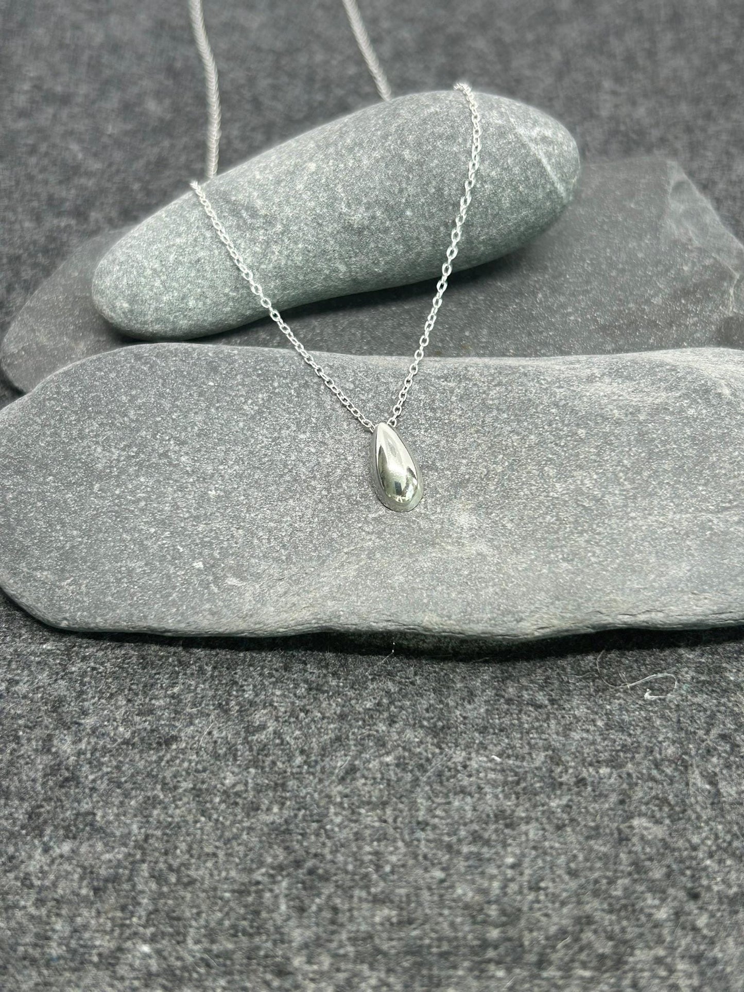 Silver Pear Drop - 925 Sterling Silver Plain Necklaces Boxed