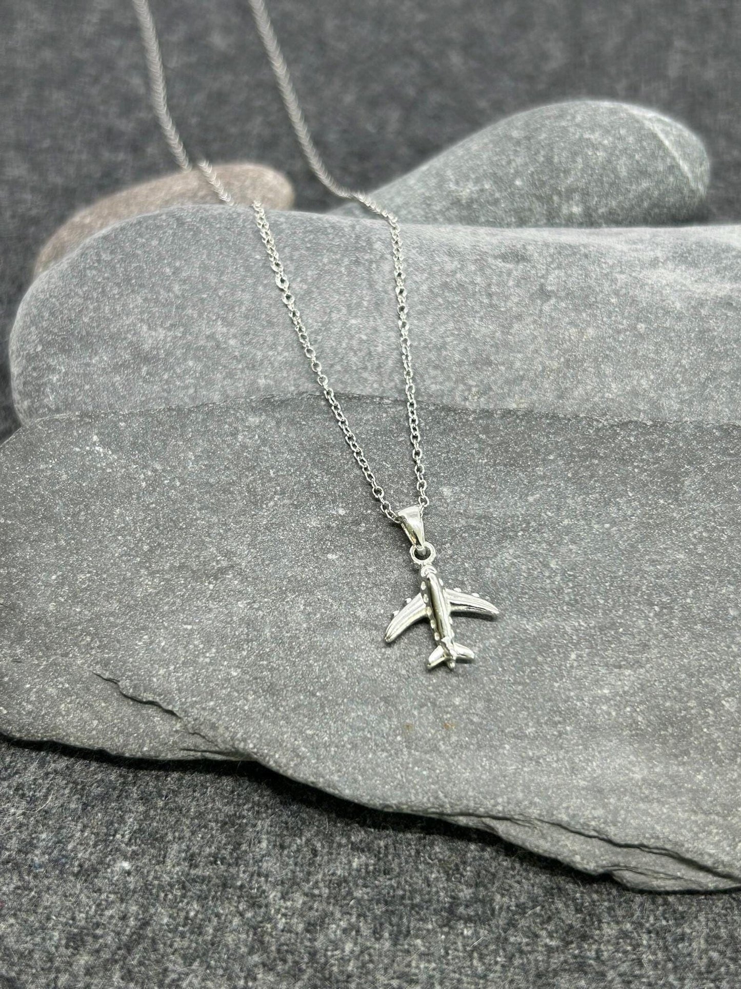 Aircraft - 925 Sterling Silver Plain Pendant and Necklace Boxed