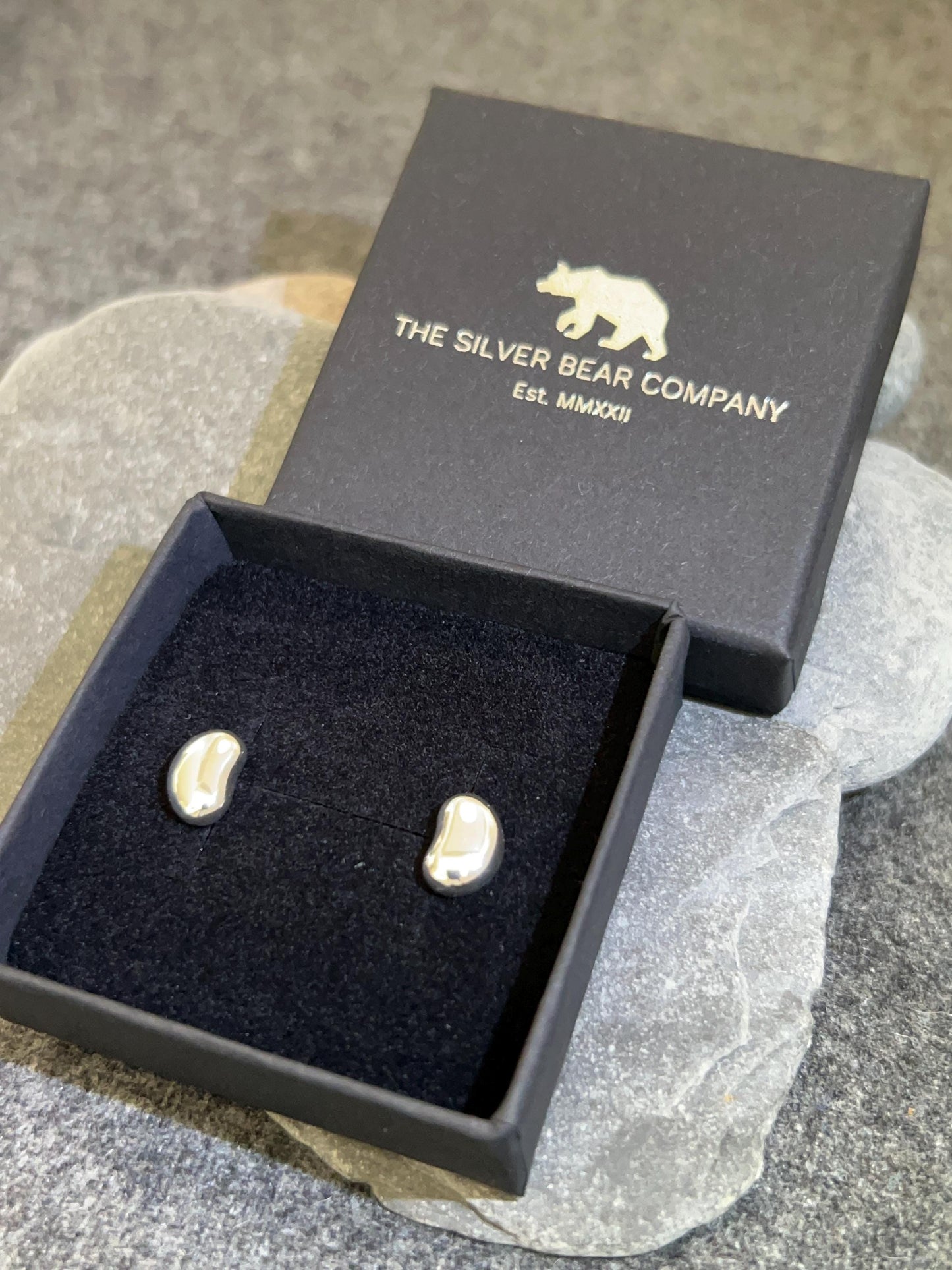Silver Pebbles - 925 Sterling Silver Stud Earrings - Boxed
