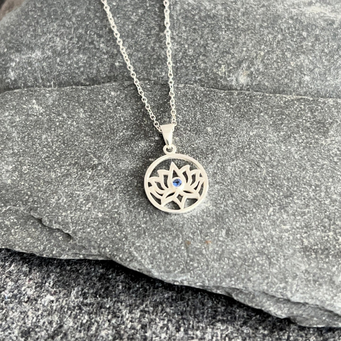 Lotus Flower - 925 Sterling Silver Cubic Zirconia CZ Pendant and Necklace - Boxed