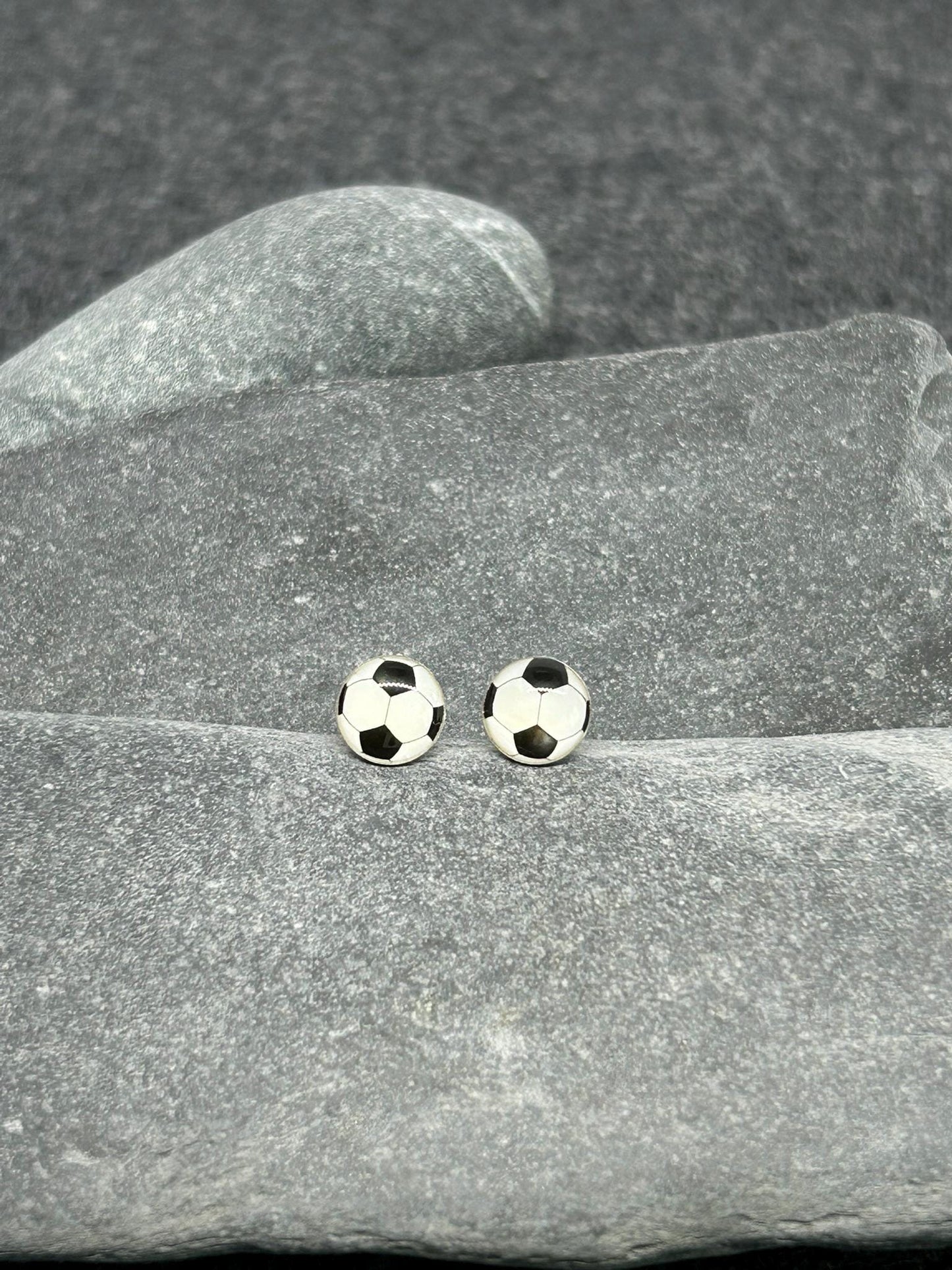 Football - 925 Sterling Silver Colourful Stud Earrings