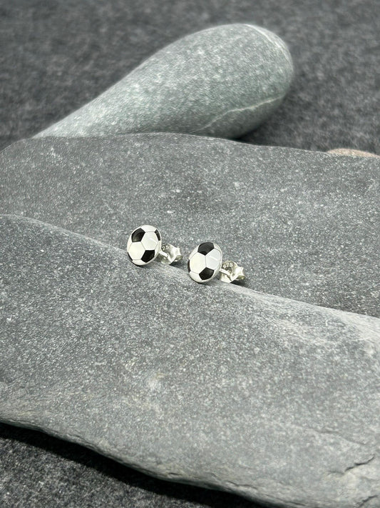 Football - 925 Sterling Silver Colourful Stud Earrings