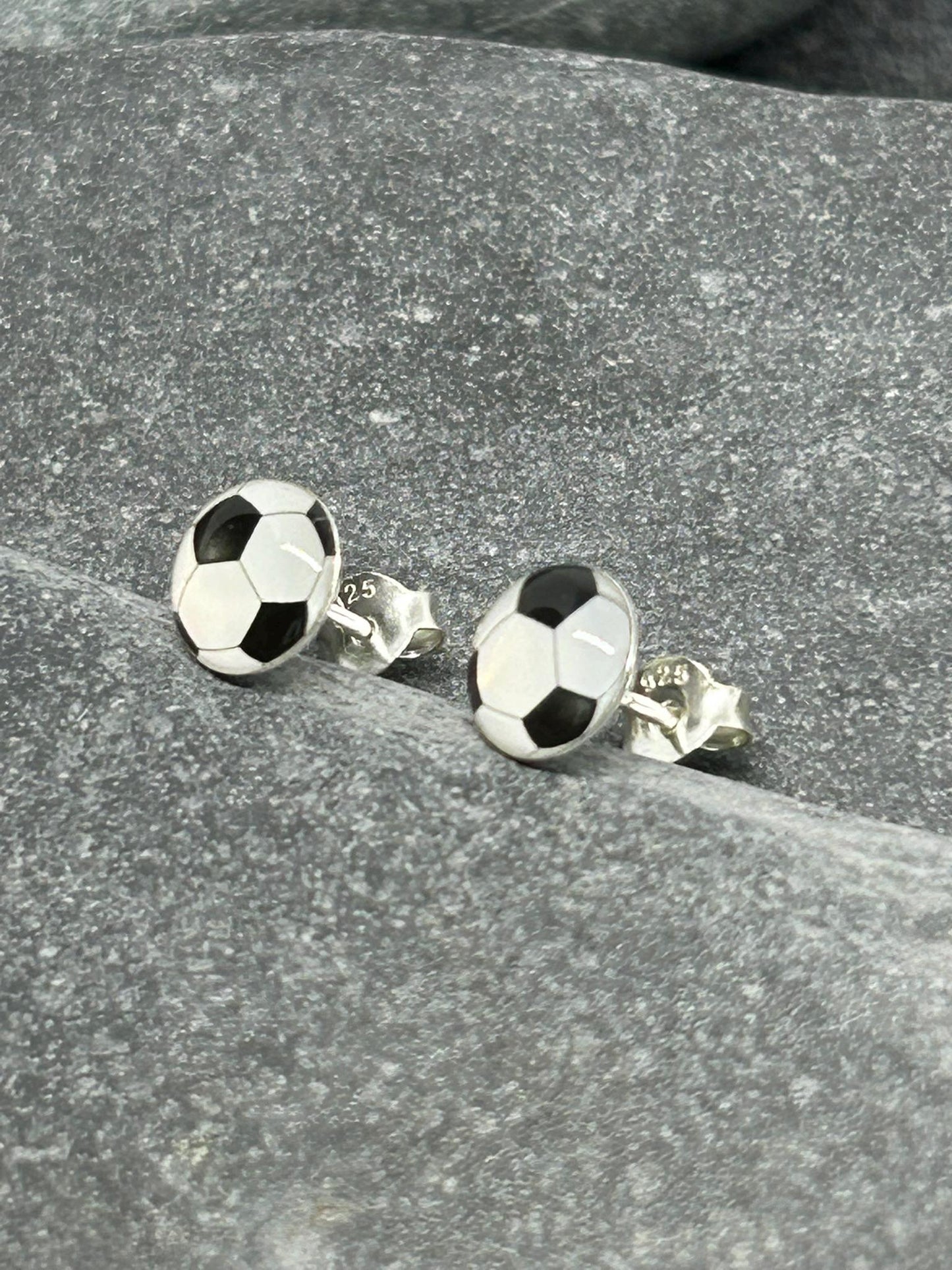 Football - 925 Sterling Silver Colourful Stud Earrings
