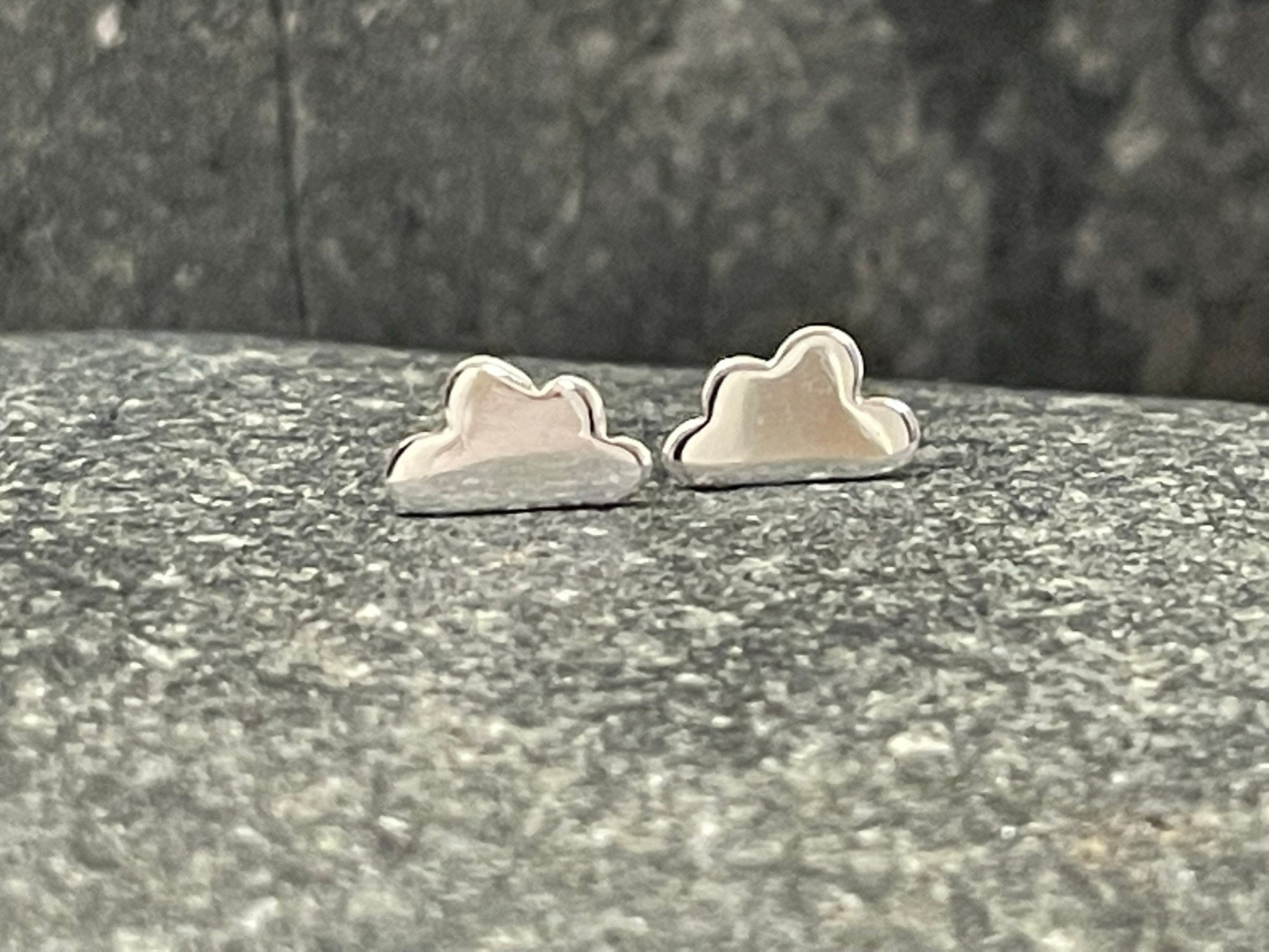 Silver Cloud - 925 Sterling Silver Plain Stud Earrings