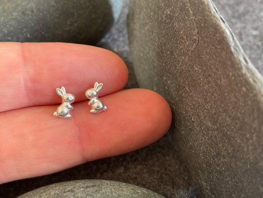 Bunny Rabbit - 925 Sterling Silver Plain Stud Earrings - Boxed