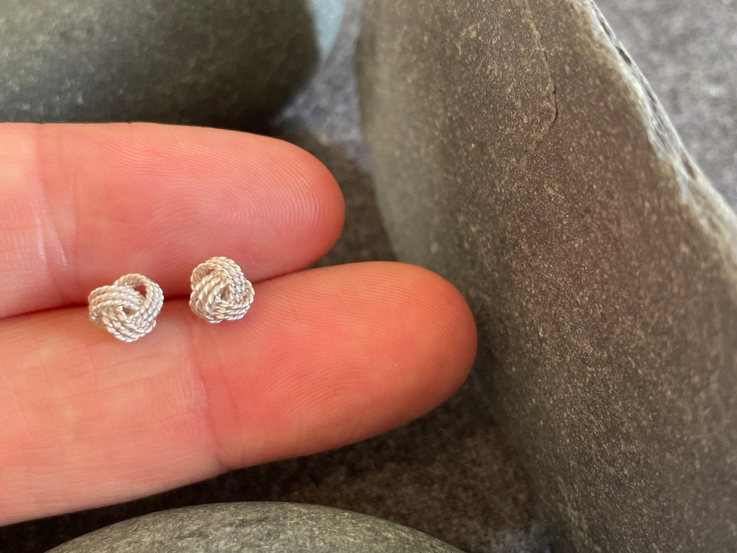 Knot - 925 Sterling Silver Plain Stud Earrings