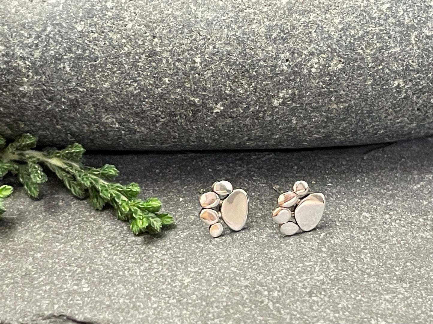 Pawprint - 925 Sterling Silver Plain Stud Earrings