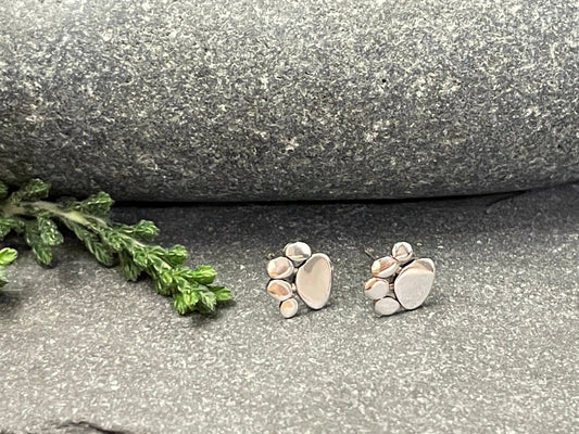 Pawprint - 925 Sterling Silver Plain Stud Earrings