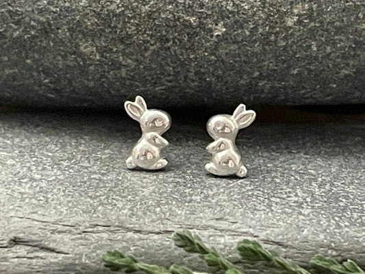 Bunny Rabbit - 925 Sterling Silver Plain Stud Earrings - Boxed