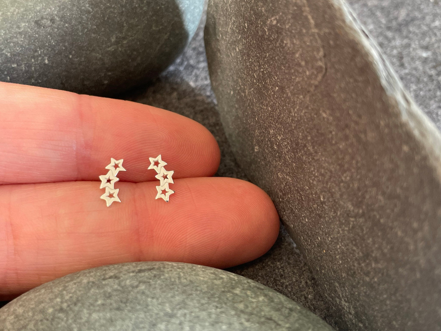 Star Cluster - 925 Sterling Silver Plain Stud Earrings