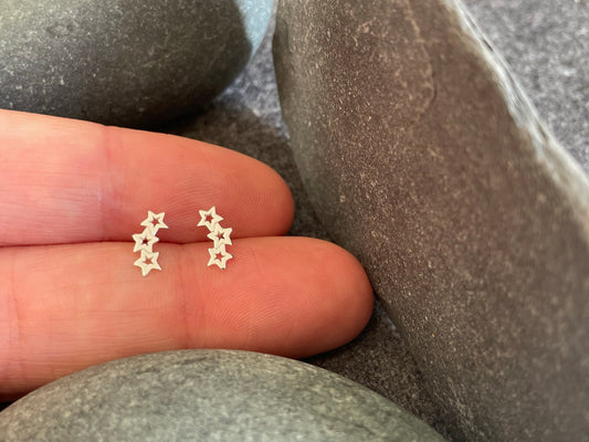 Star Cluster - 925 Sterling Silver Plain Stud Earrings