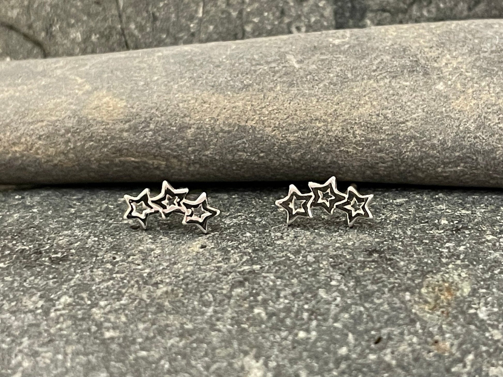 Star Cluster - 925 Sterling Silver Plain Stud Earrings