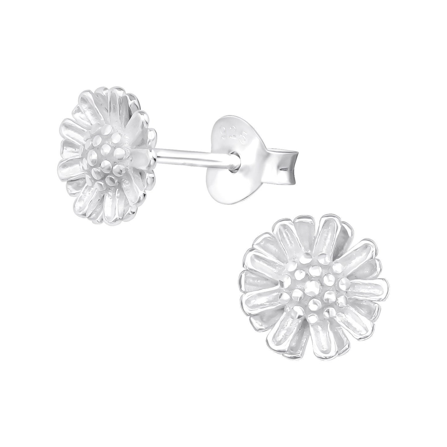 Daisy - 925 Sterling Silver Plain Stud Earrings Boxed