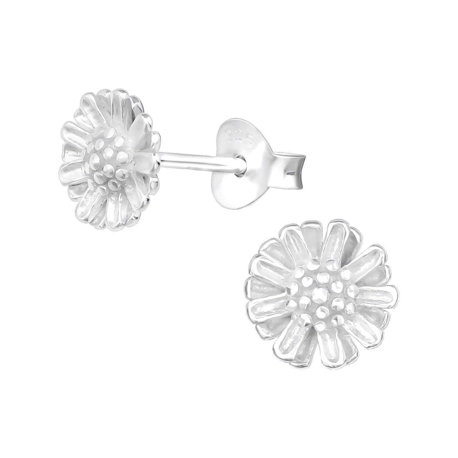 Daisy - 925 Sterling Silver Plain Stud Earrings Boxed