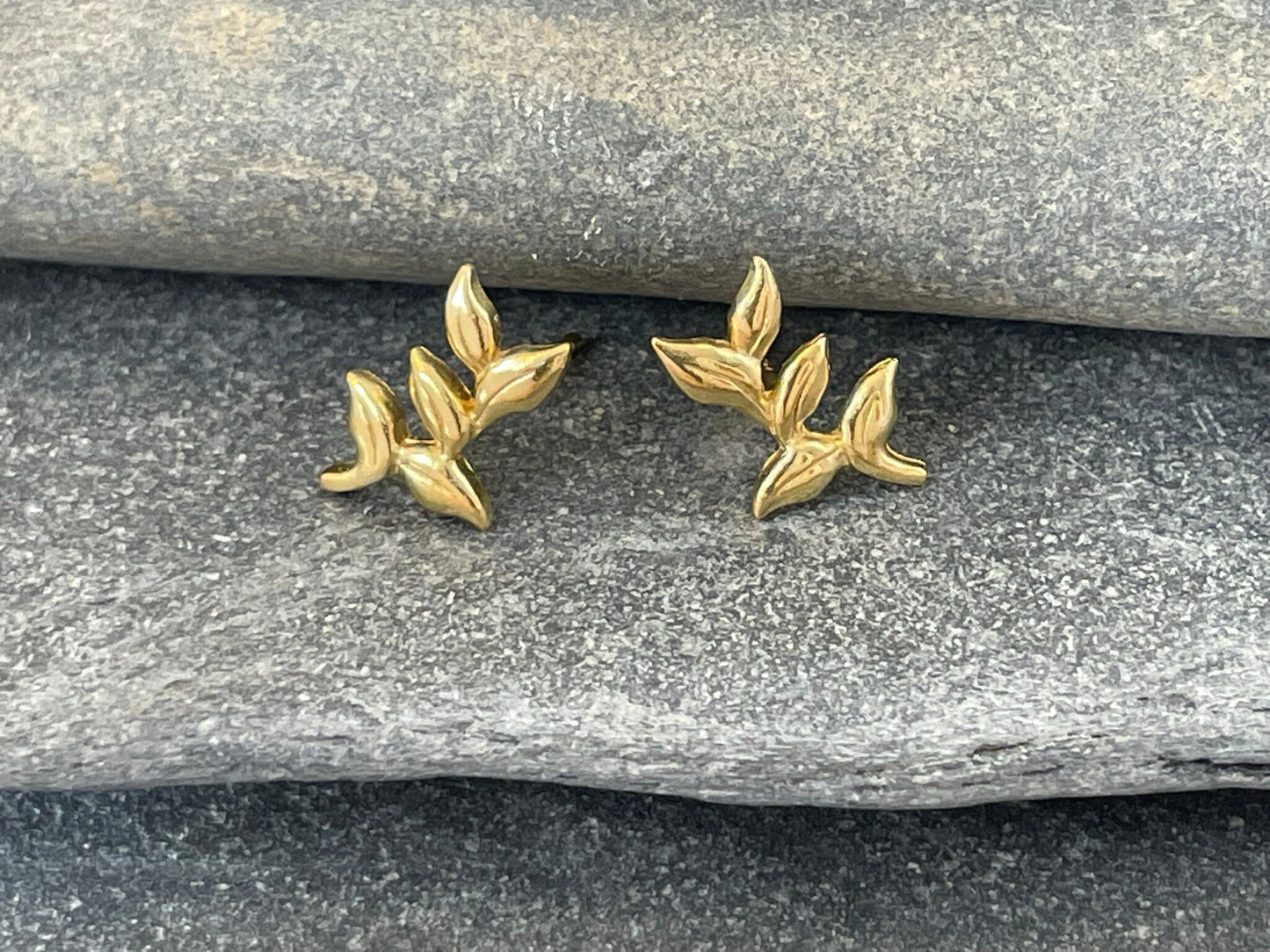 Branch - 925 Sterling Silver Stud Earrings (Gold) - Boxed