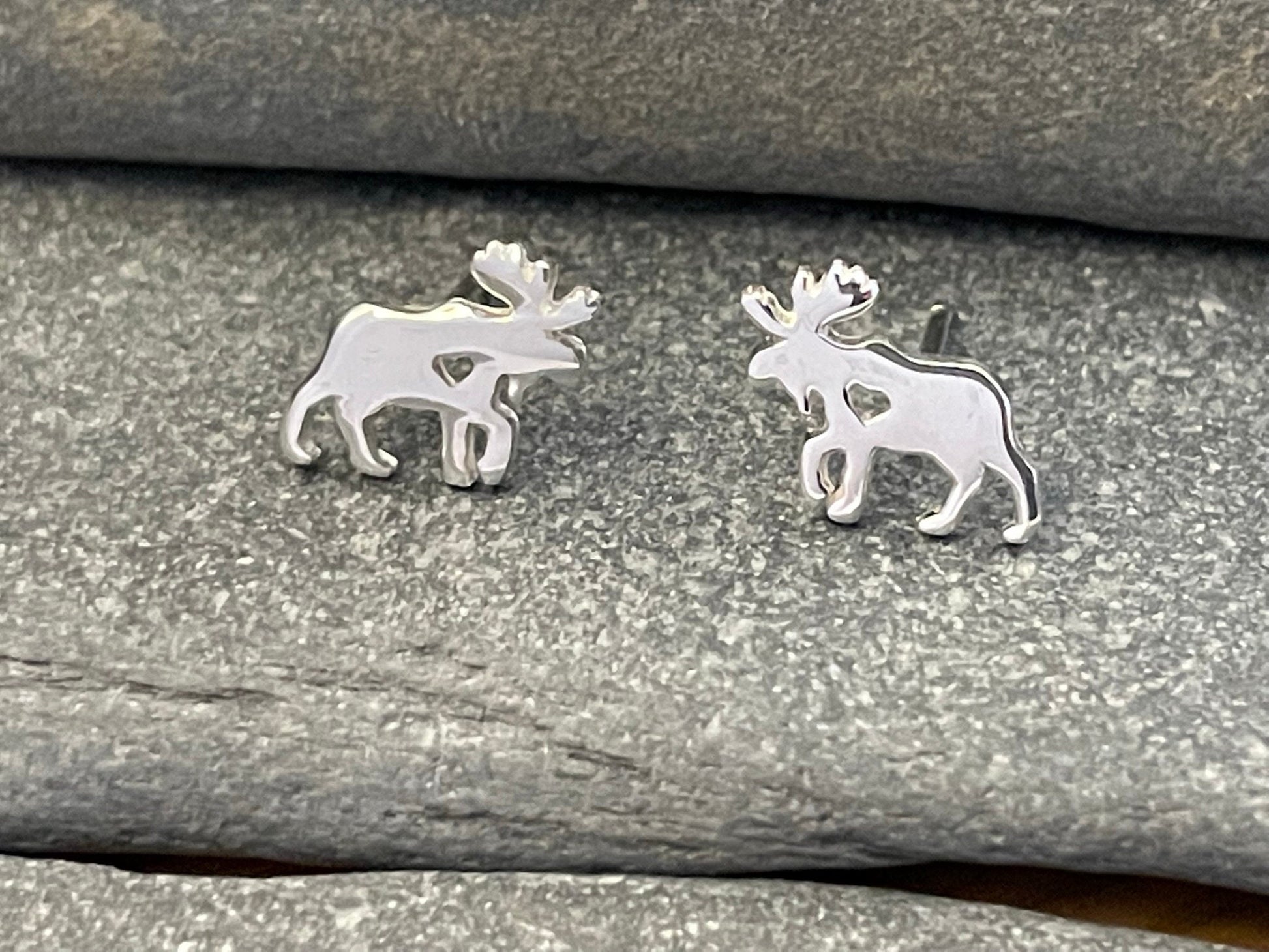 Moose - 925 Sterling Silver Stud Earrings - Boxed
