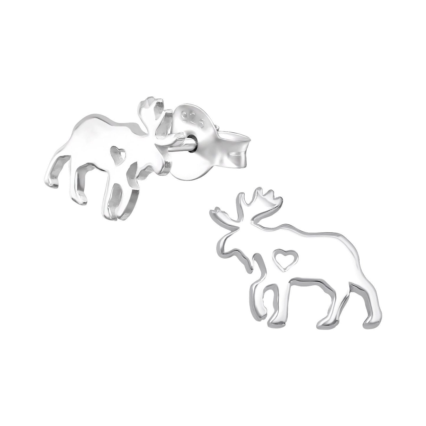 Moose - 925 Sterling Silver Stud Earrings - Boxed