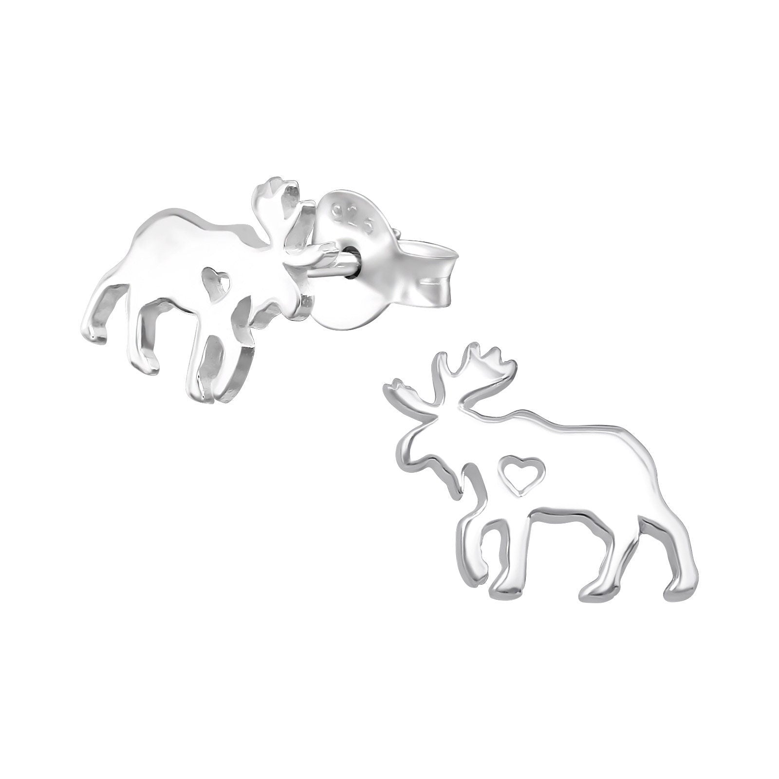Moose - 925 Sterling Silver Stud Earrings - Boxed