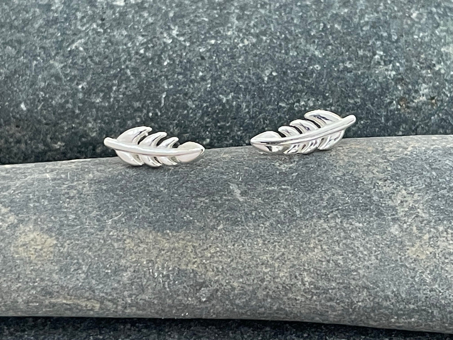 Fern Leaf - 925 Sterling Silver Stud Earrings Boxed