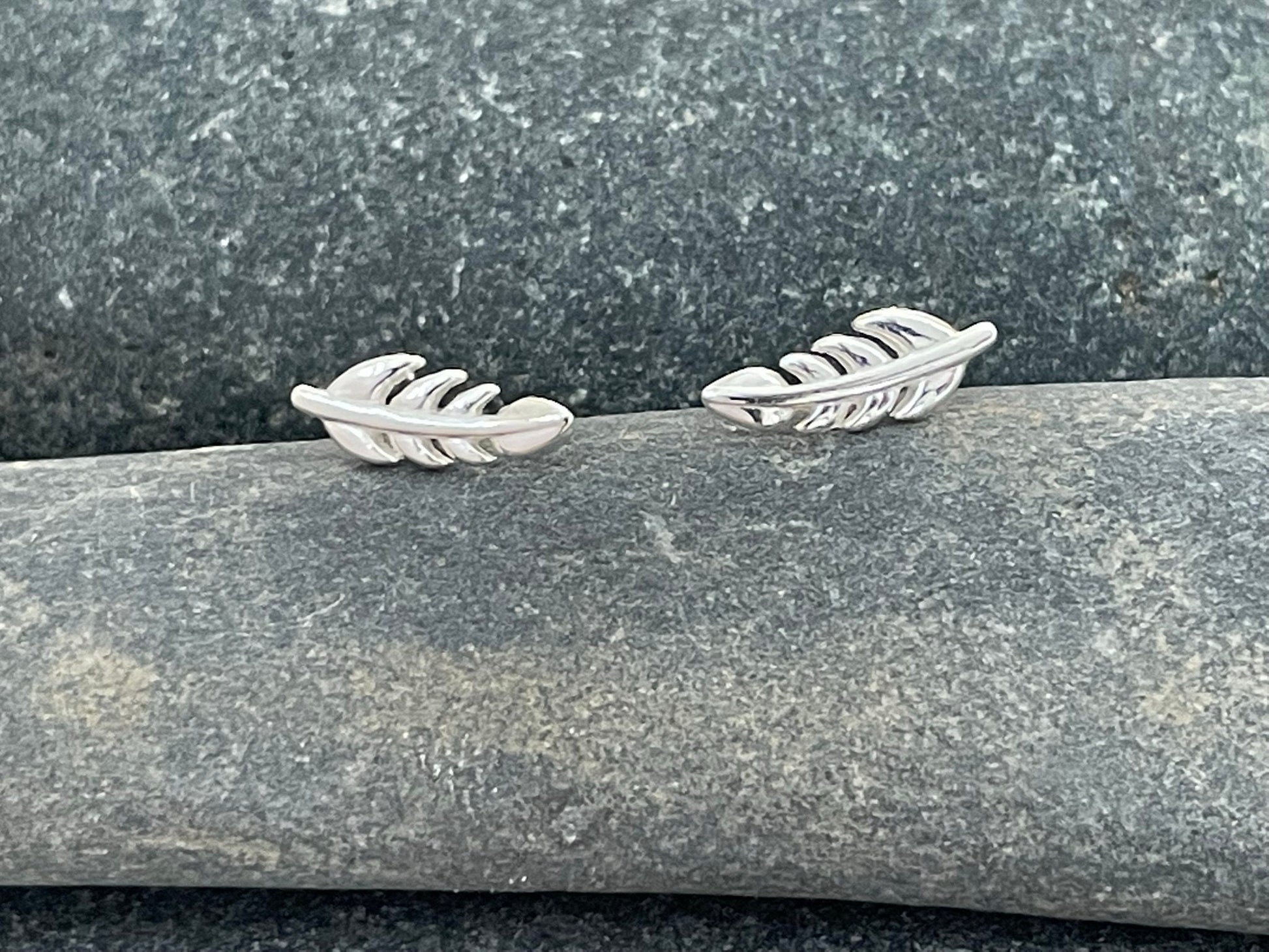 Fern Leaf - 925 Sterling Silver Stud Earrings Boxed