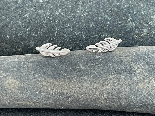 Fern Leaf - 925 Sterling Silver Stud Earrings Boxed