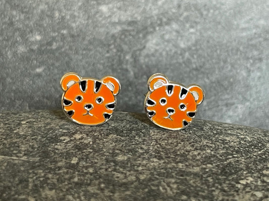 Tiger - 925 Sterling Silver Colourful Stud Earrings - Boxed
