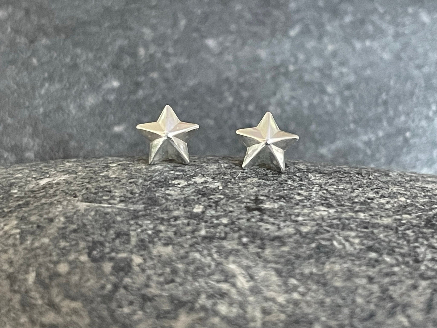 Star - 925 Sterling Silver Plain Stud Earrings