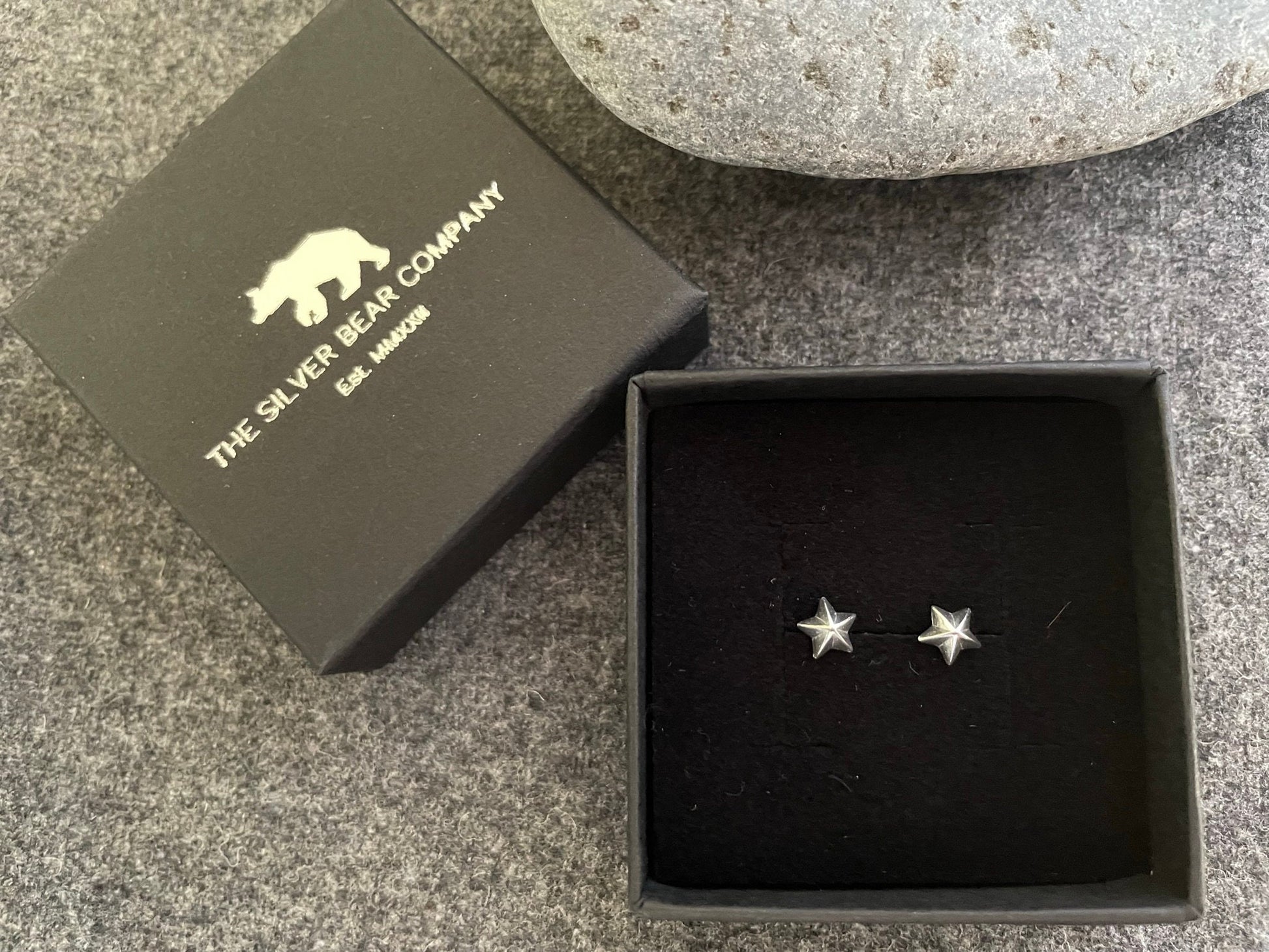 Star - 925 Sterling Silver Plain Stud Earrings