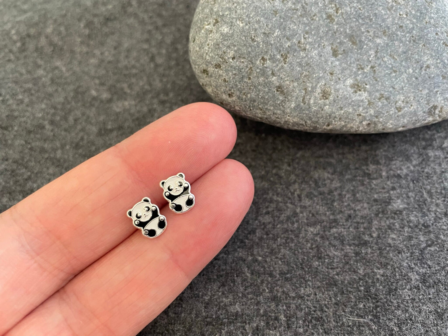 Panda - 925 Sterling Silver Colourful Stud Earrings Boxed