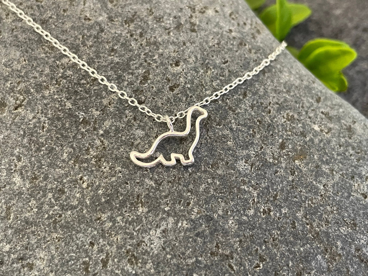 Dinosaur Brontosaurus - 925 Sterling Silver Plain Necklace - Boxed