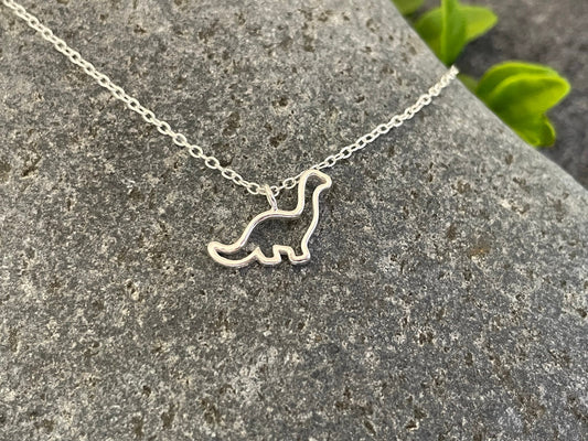 Dinosaur Brontosaurus - 925 Sterling Silver Plain Necklace - Boxed
