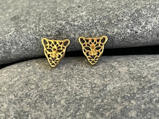Leopard - 925 Sterling Silver Plain Stud Earrings