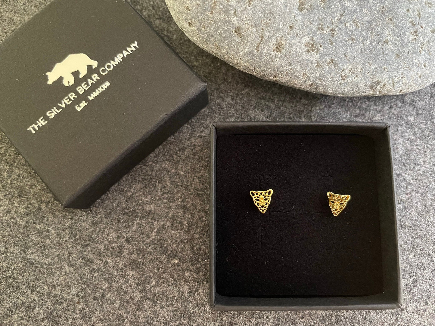 Leopard - 925 Sterling Silver Plain Stud Earrings