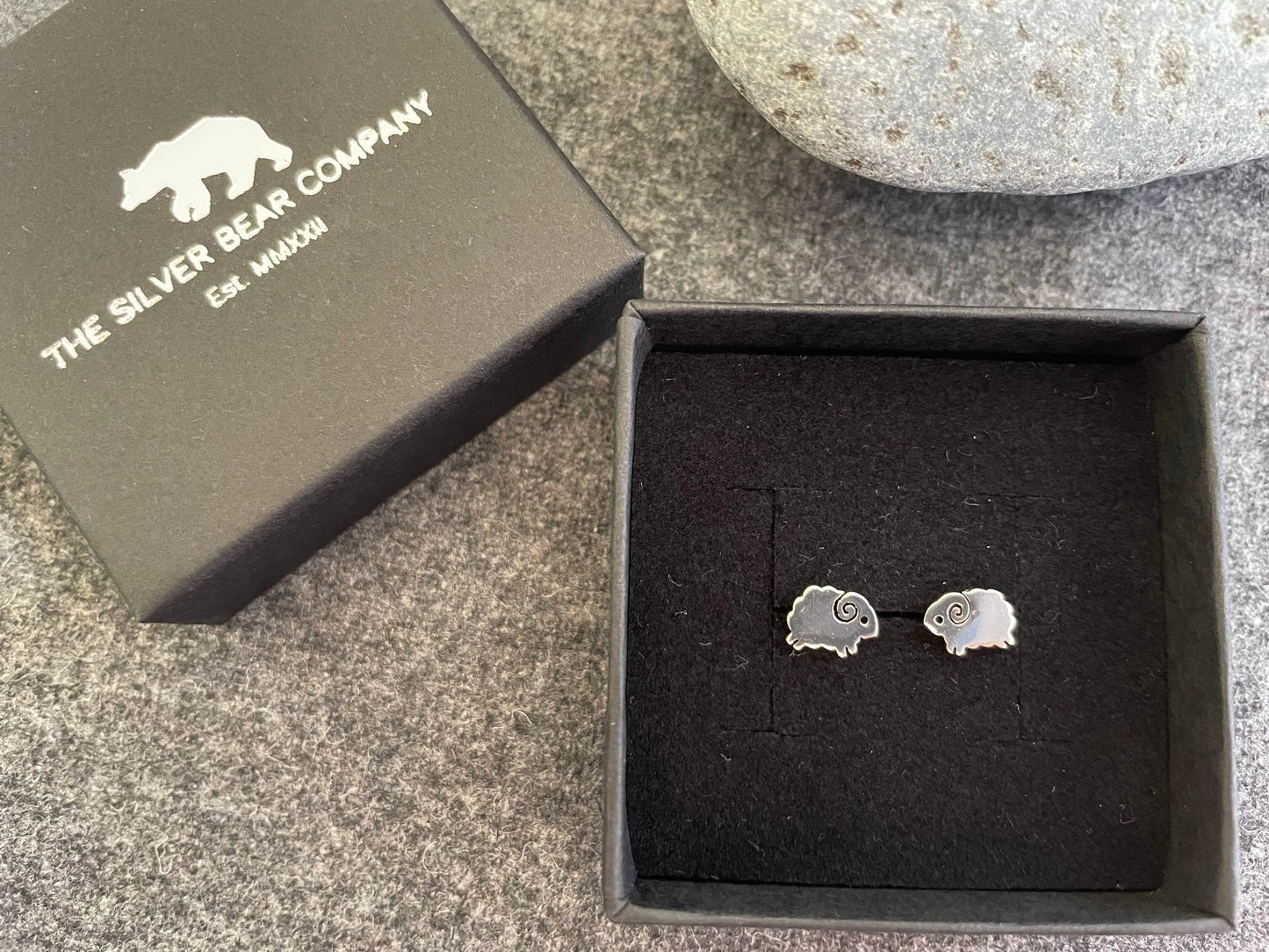 Sheep - 925 Sterling Silver Plain Stud Earrings