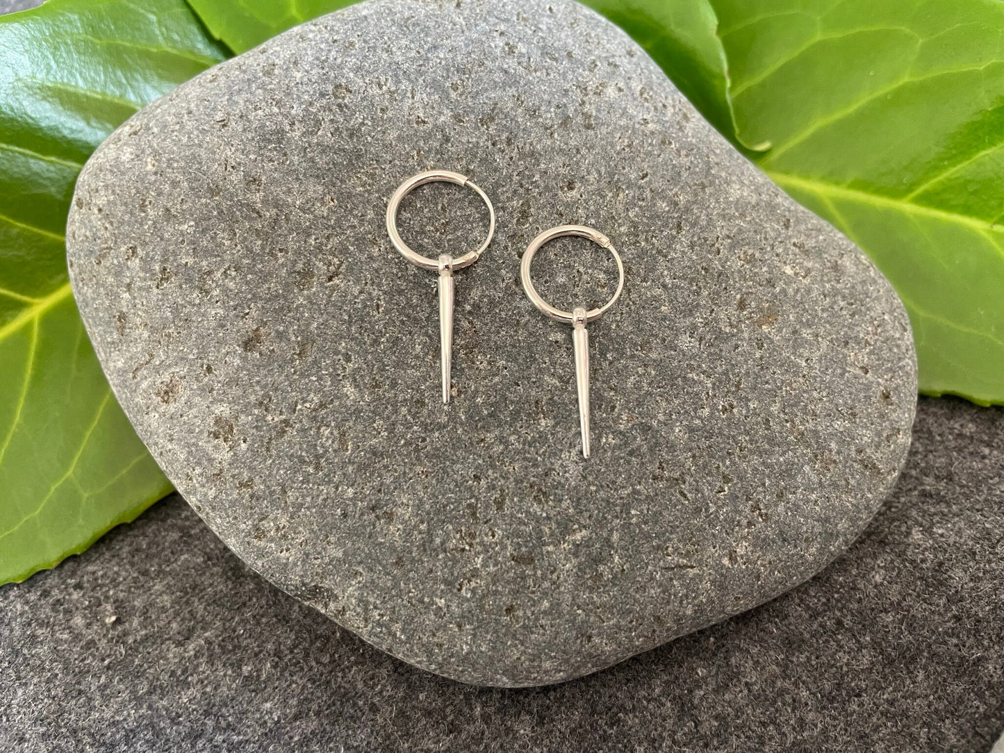 Spike Drop - 925 Sterling Silver Hoop Earrings - Boxed