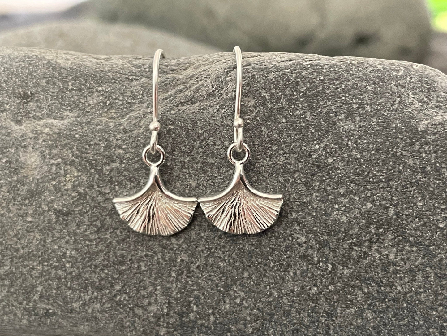 Ginkgo Leaf - 925 Sterling Sliver Dangle Drop Earrings Boxed - The Silver Bear Company