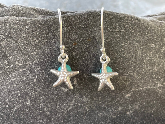 Starfish - 925 Sterling Silver Drop Earrings